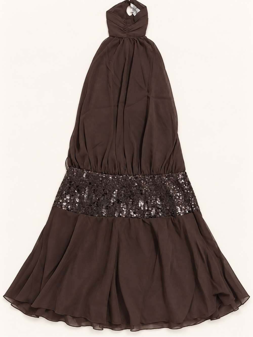 Princess Polly Brown Sequin Halter Maxi Dress NWT Size 4
